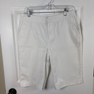 Lauren Ralph Lauren Bermuda Shorts Women's 8 White Cotton Twill Preppy Nautical